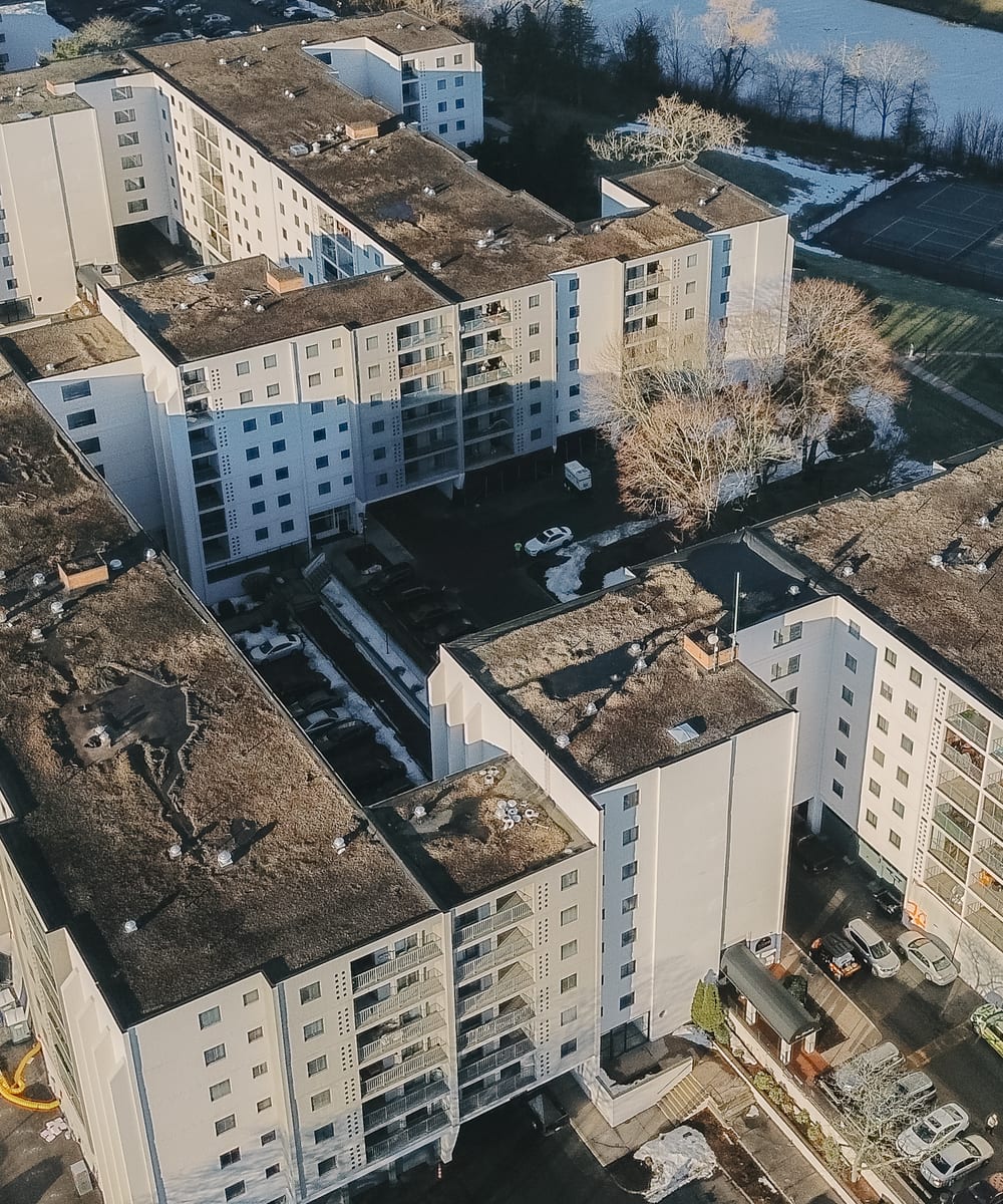 The Rocky Hill multifamily complex from the air